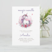魔法のフローラユニコーン女の子らし誕生日パーティー 招待状 (スタンド正面)