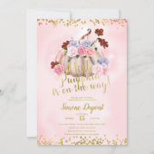 魔法のフローラリトルカボチャ女の子ベビーシャワー 招待状 (正面)