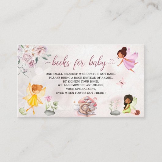 魔法のフローラ妖精プリンセスの赤ちゃんシャワーブック エンクロージャーカード (正面)