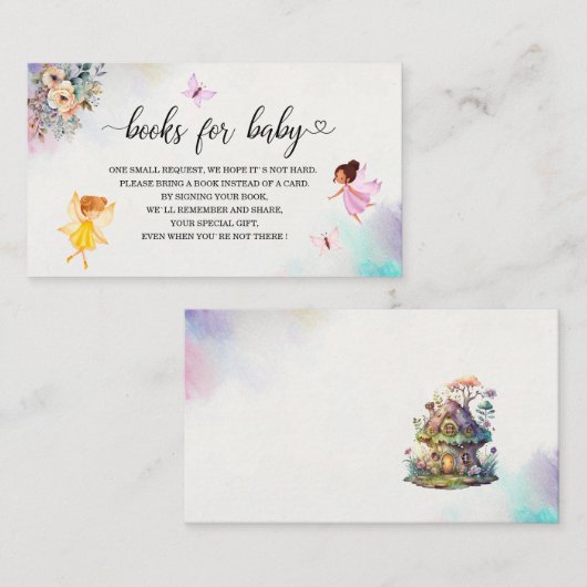 魔法のフローラ妖精プリンセスの赤ちゃんシャワーブック エンクロージャーカード (正面/裏面)