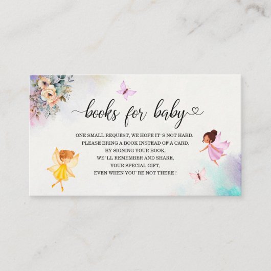 魔法のフローラ妖精プリンセスの赤ちゃんシャワーブック エンクロージャーカード (正面)
