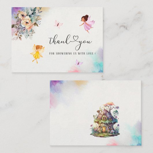 魔法のフローラ妖精プリンセスウォーター感謝していカラーユー ノートカード (正面/裏面)