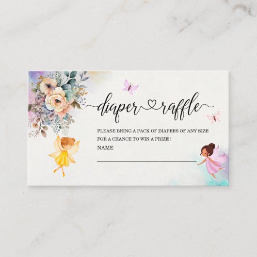 魔法のフローラ妖精プリンセスベビーシャワーオムツr エンクロージャーカード (正面)
