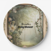 魔法のフローラ森林赤ちゃんシャワー ペーパープレート (正面)