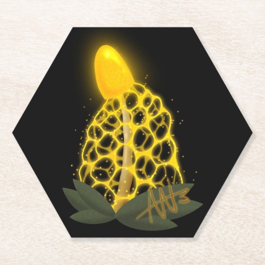 魔法のブライダルヴェイルスパークリイエローキノコ ペーパーコースター (正面)