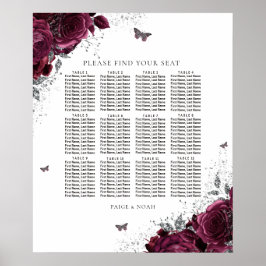 魔法のブルゴーニュバラ結婚のシーティングチャート ポスター