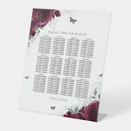 魔法のブルゴーニュバラ結婚のシーティングチャート 台座サイン