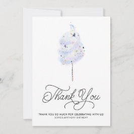 魔法のブルーコットンキャンディとグリッターありがとう 招待状