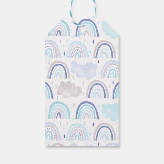 魔法のブルーレインボーベビーシャワーありがとう ギフトタグ (裏面)