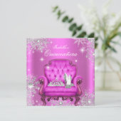 魔法のプリンセスのキンチアニエラ ピンクの誕生日パーティー 招待状 (スタンド正面)