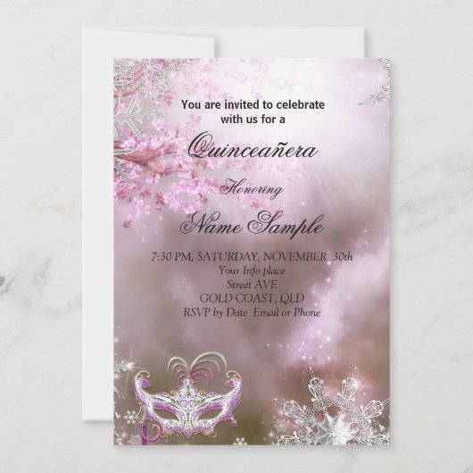 魔法のプリンセスキンセアニェラ仮装ピンク 招待状 (裏面)