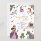 魔法のプリンセスユニコーン城の誕生日 招待状 (正面)