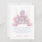 魔法のプリンセス城の女の子の誕生日感謝カード サンキューカード (正面)