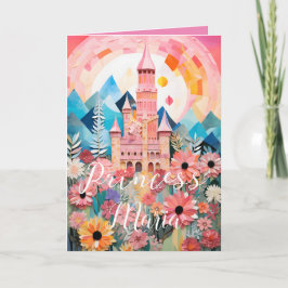 魔法のプリンセス城の折りたたみグリーティングカード カード