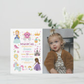 魔法のプリンセス城の誕生日パーティーの写真 招待状 (スタンド正面)