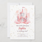 魔法のプリンセス誕生日パーティー招待状、プリンセス1歳 招待状 (正面)