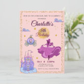 魔法のプリンセス誕生日 – ピンク 招待状 (スタンド正面)
