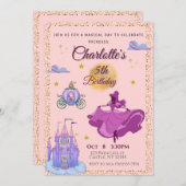 魔法のプリンセス誕生日 – ピンク 招待状 (正面/裏面)