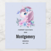 魔法のベビーウニコーン水色ワイン作り ワインラベル (シングルラベル)