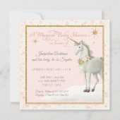 魔法のベビーシャワーユニコーンクラウドスターボホフローラ 招待状 (正面)