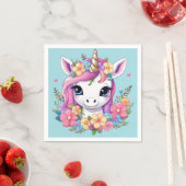 魔法のベビーユニコーンと花 スタンダードカクテルナプキン (インサイチュ)