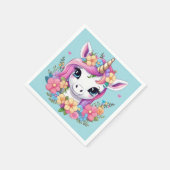 魔法のベビーユニコーンと花 スタンダードカクテルナプキン (角)