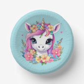 魔法のベビーユニコーンと花 ペーパーボウル (正面)