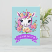 魔法のベビーユニコーンと花 招待状 (スタンド正面)