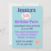 魔法のベビーユニコーンと花 招待状 (裏面)