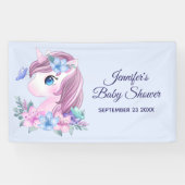 魔法のベビーユニコーン大きな目と赤ちゃんシャワー 横断幕 (横)