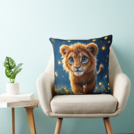 魔法のベビーライオンの歩くのファンタジー夜 クッション