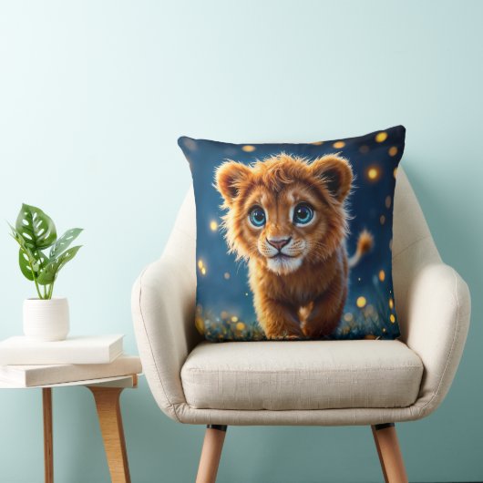 魔法のベビーライオンの歩くのファンタジー夜 クッション (椅子)