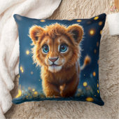 魔法のベビーライオンの歩くのファンタジー夜 クッション (ブランケット)
