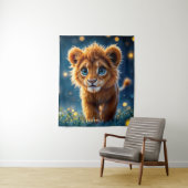 魔法のベビーライオンの歩くのファンタジー夜 タペストリー (インサイチュ)