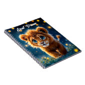 魔法のベビーライオンの歩くのファンタジー夜 ノートブック (右側)