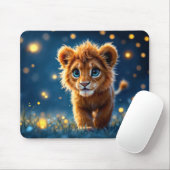 魔法のベビーライオンの歩くのファンタジー夜 マウスパッド (マウス)