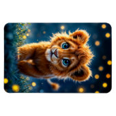 魔法のベビーライオンの歩くのファンタジー夜 マグネット (横)