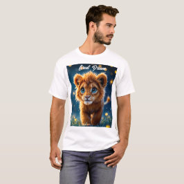 魔法のベビーライオンの歩くのファンタジー夜 Tシャツ