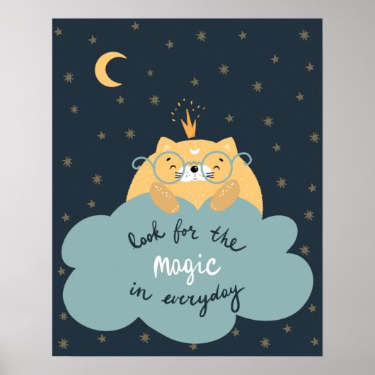 魔法のベビー部屋にぴったりなモダンスカンジナビアスタイルのかわいいデザイン ポスター (正面)