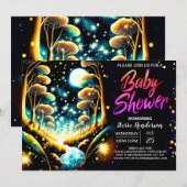 魔法のホタルの夜のベビーシャワー 招待状 (正面/裏面)