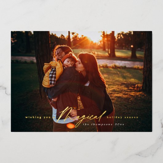 魔法のホリデーシーズンゴールドフォイルフォトカード 箔シーズンカード (正面)