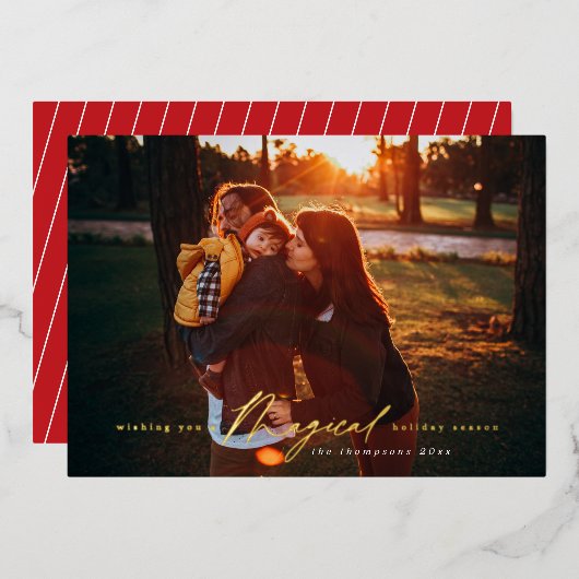 魔法のホリデーシーズンゴールドフォイルフォトカード 箔シーズンカード (正面/裏面)