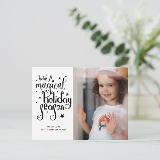 魔法のホリデーシーズン写真クリスマス ポストカード (スタンド正面)