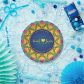 魔法のボヘミアンひまわりのモノグラム曼荼羅 ペーパープレート (パーティー)