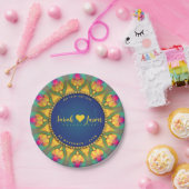 魔法のボヘミアンひまわりのモノグラム曼荼羅 ペーパープレート (パーティー)