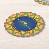 魔法のボヘミアンひまわりのモノグラム ペーパーコースター (アングル)