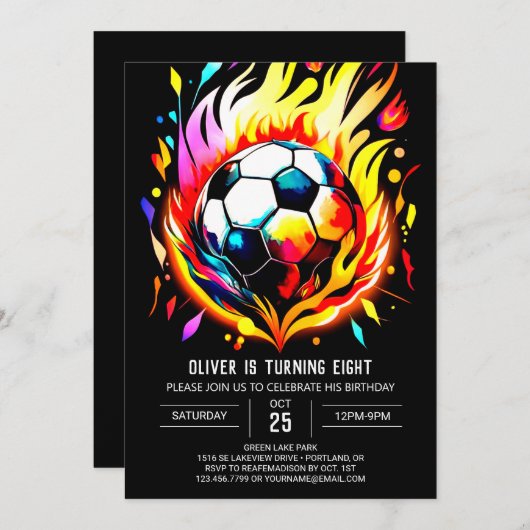 魔法のボール編集可能子供の誕生日 招待状 (正面/裏面)