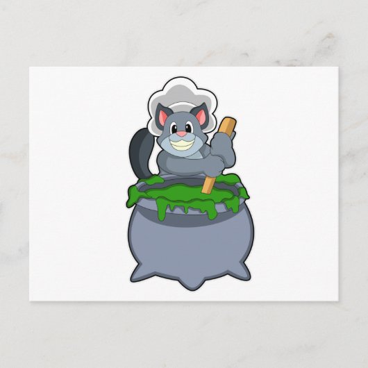 魔法のポーションを持つ料理人としての猫 ポストカード (正面)