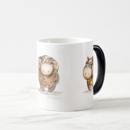 魔法のマグ。 木の小さいヒツジ モーフィングマグカップ (正面右)