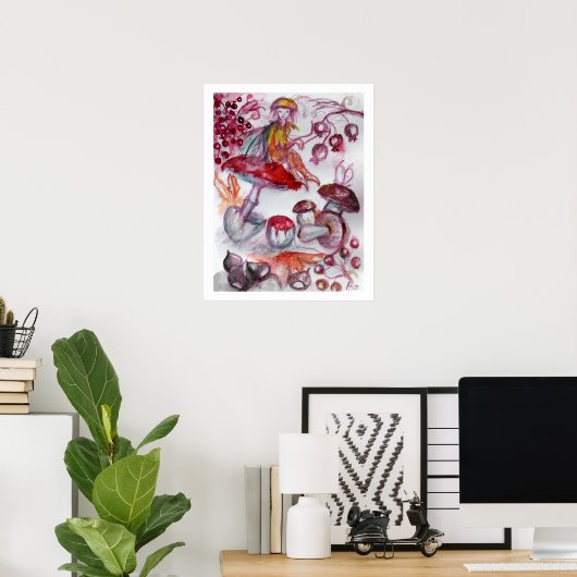 魔法のマッシュルームのフローラファンタジー ポスター (ホームオフィス)
